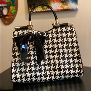 Houndstooth Handbag with bow